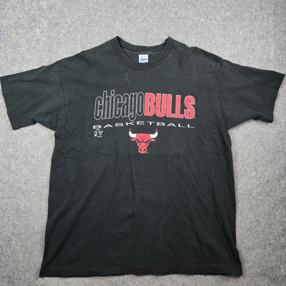 Vtg 90s Chicago Bulls T-Shirt Mens XL Black Salem‎ Single Stitch NBA Basketball